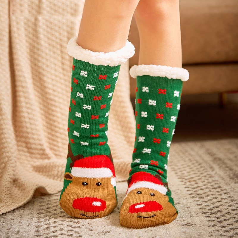 12 Pairs Slipper Socks Girls Ankle Socks Christmas Autumn Winter Plus Thick Velvet Floor Socks Home Socks Adult Socks Sleeping Socks Carpet